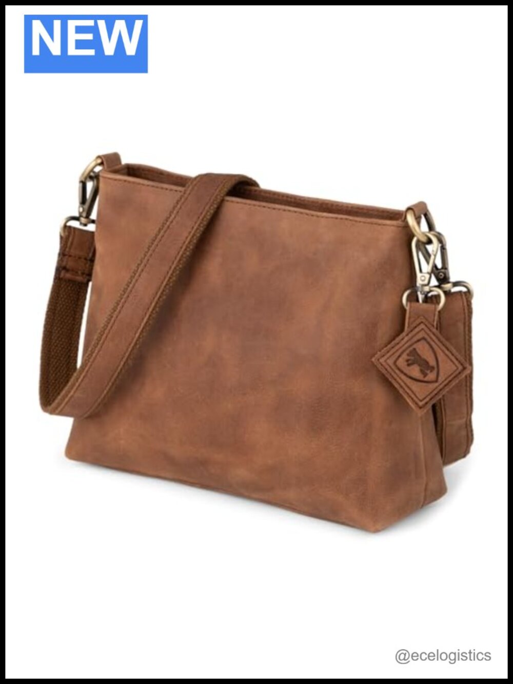 Genuine Leather Crossbody Bag Adjustable Strap Detachable Pouch YKK Zipper